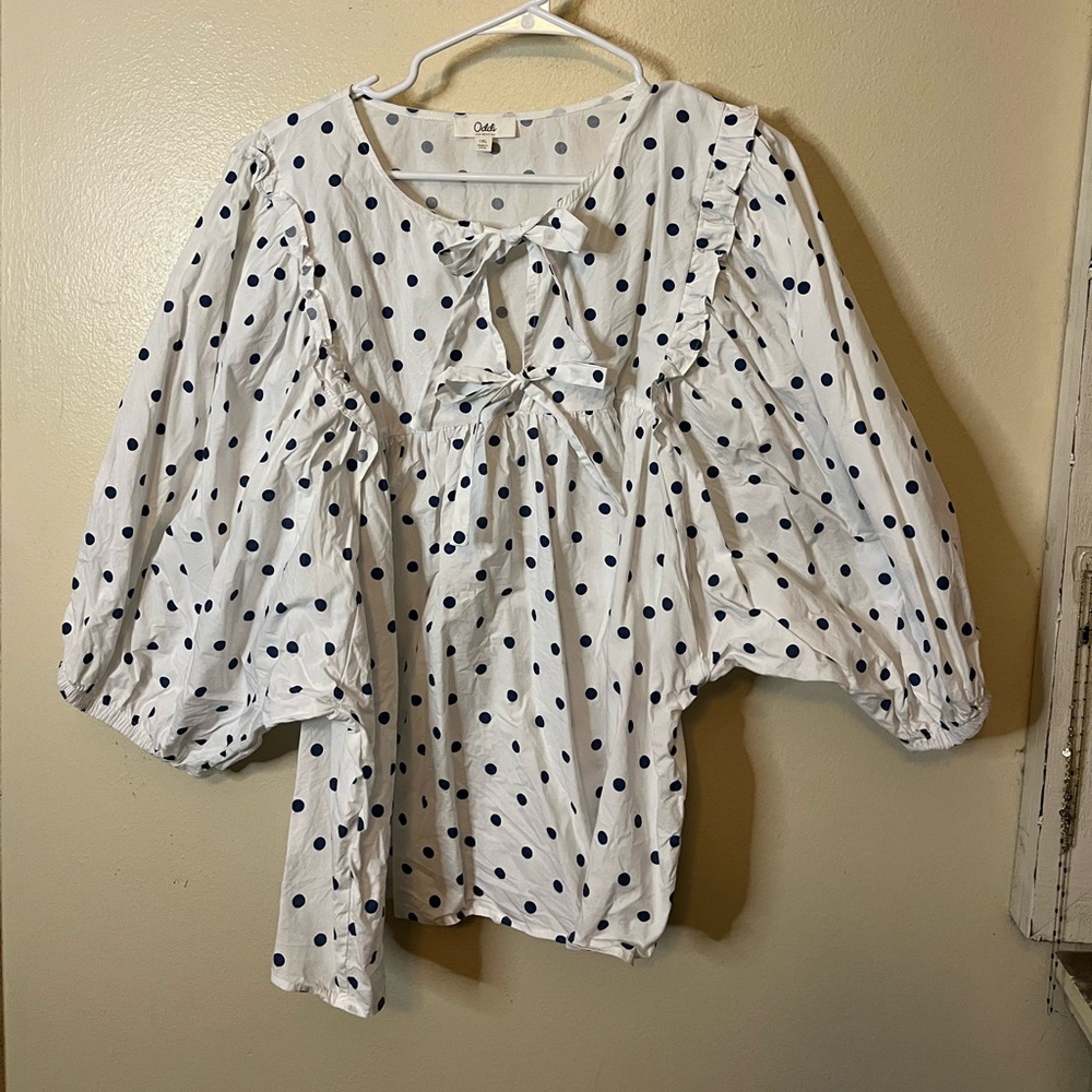 Oddi Blue and White Polka Dot Blouse